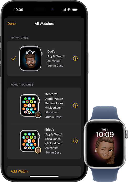 Apple iPhone showing settings page for Apple Watch