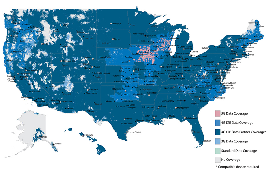 U.S. Cellular National Data/4G LTE Coverage Map