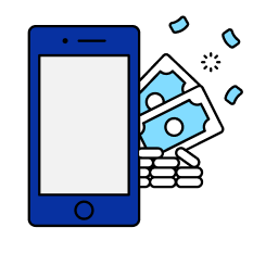 cell phone with money coming out to the side